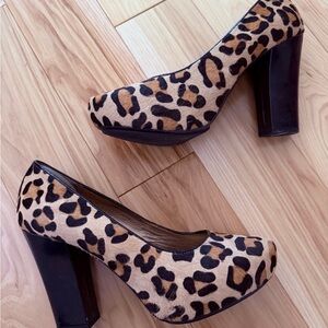 Me Too Leopard Print Chunky Heels